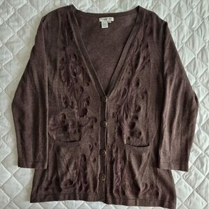Coldwater Creek Brown Embellished Cardigan Women’s Size XL